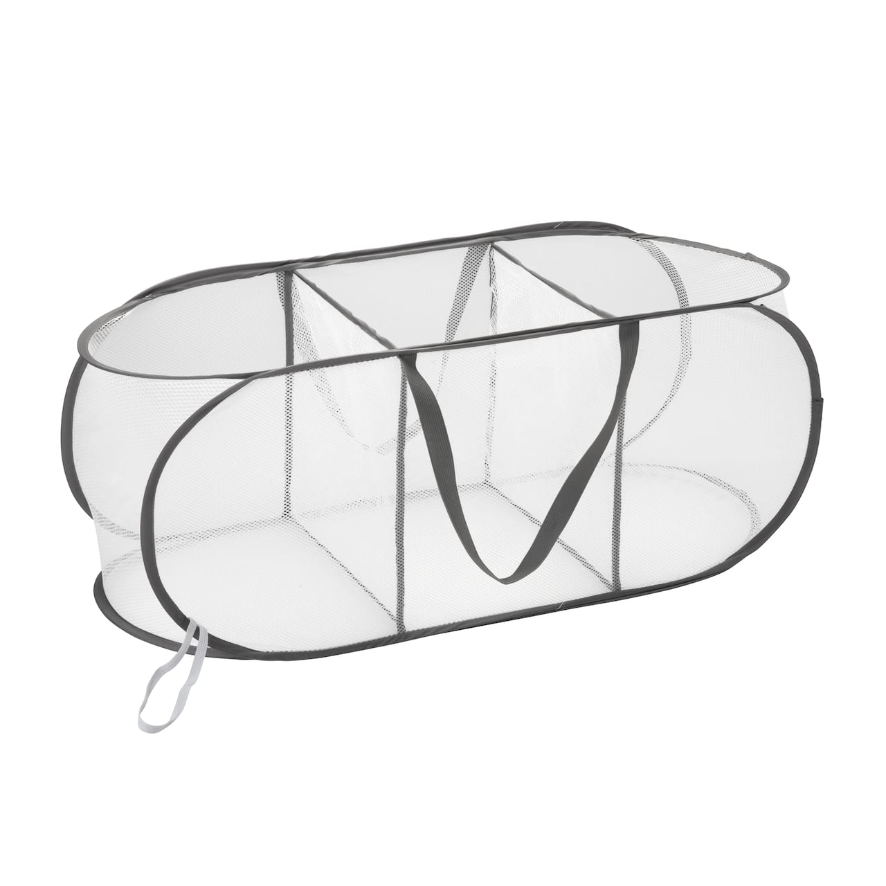 Laundry 360 Gray 3-Compartment Pop-Up Laundry Sorting Hamper with Carrying Handles